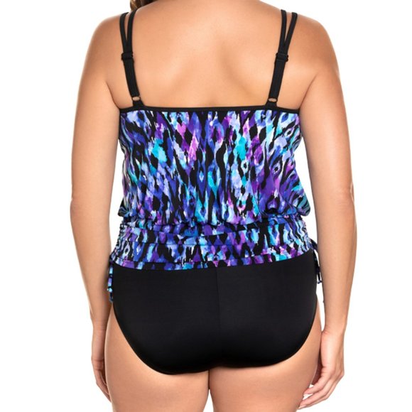 NWT Longitude Side Ruched Purple One Piece Swimsuit - Picture 2 of 4